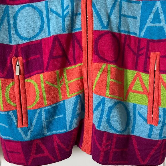 Neve Amo Colorful Cotton Wool Blend Zip Up Hoodie Ski Sweater Jacket Size Medium - Picture 2 of 5